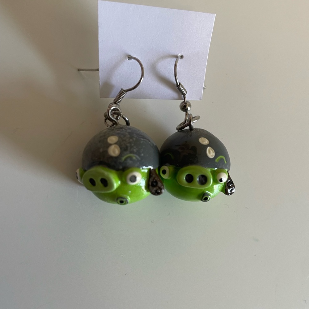 Angry Birds Green Pigs dangle earrings